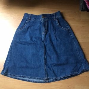 Midi length denim skirt